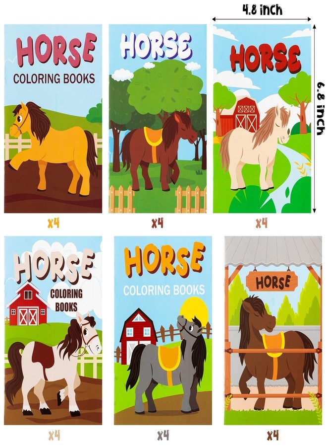 JAPBOR 24pcs Horse Party Coloring Books, Farmhouse Pony Color Pages Drawing Booklet Bulk, Cartoon Western Horses DIY Art Painting Craft Games Party Favors Carnival Goodie Bags Fillers - Image 2